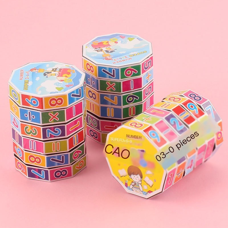 Cylindrical Six-Sided Math Cube for Kids Learning Toy
