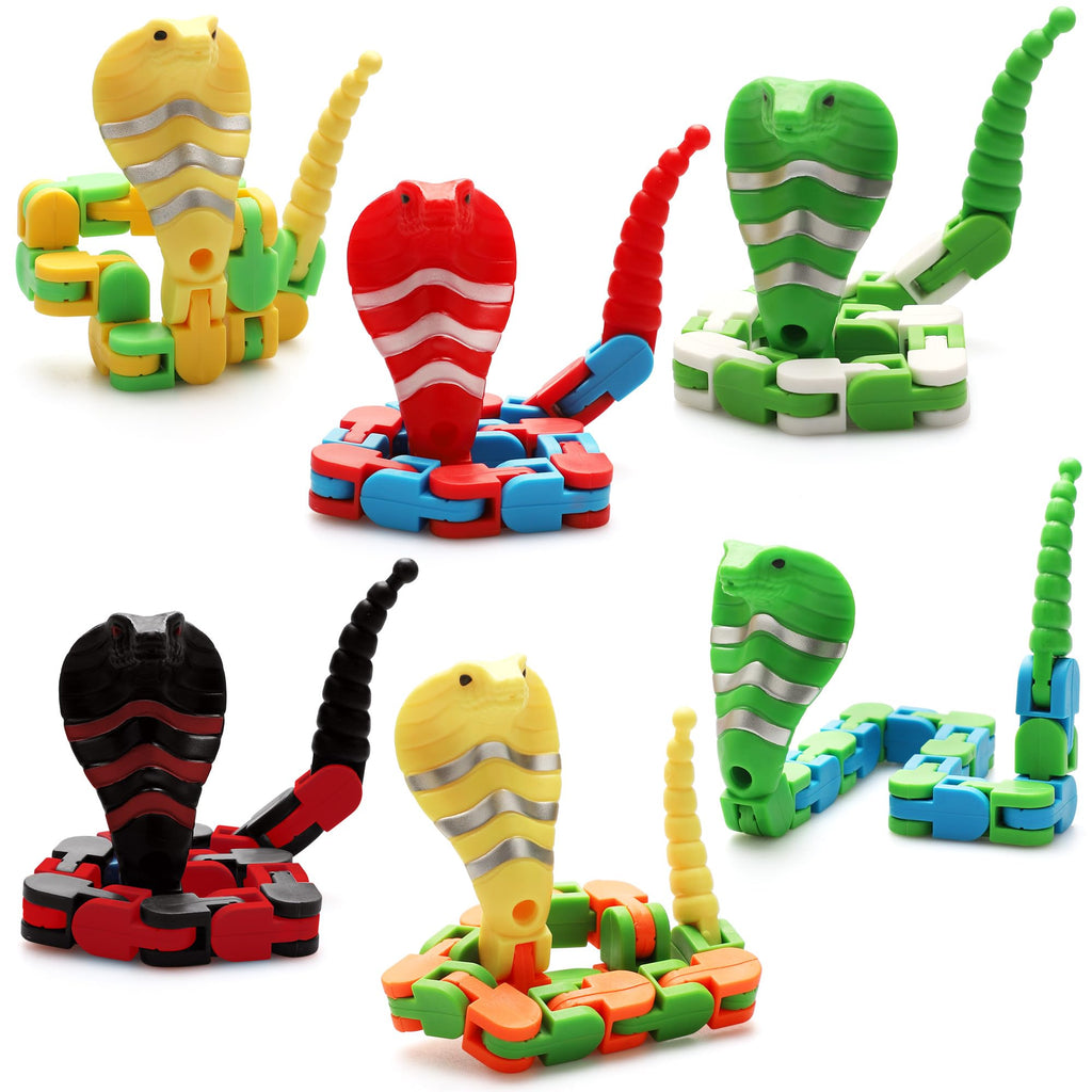 SUKIPIN Snake Toys for Kids Wacky Tracks Snake Fidget Toy for Toddlers Transformable Snake Toys for Kids Party Favors Stocking Stuffers Easter Baskets (Snake 6 Pack)